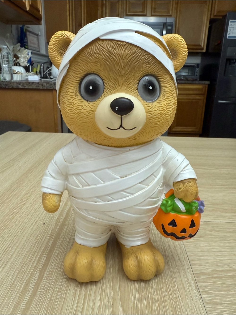 Mummy Bear Costume Figure - White Mummy with Orange Pumpkin